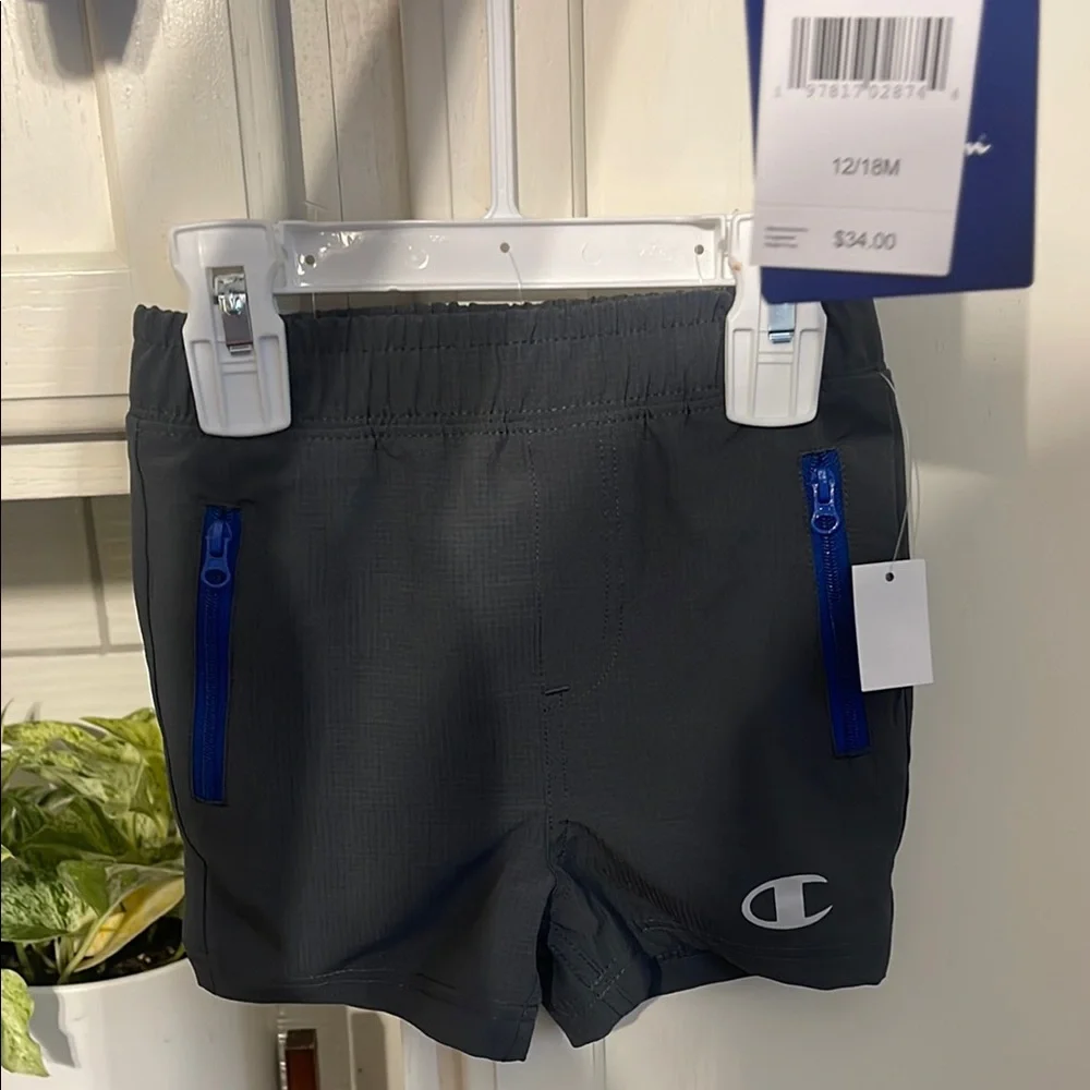 Champion Boys Polo Shirt and Shorts 2-Piece Outfit Set Blue Grey 12-18‎ Months